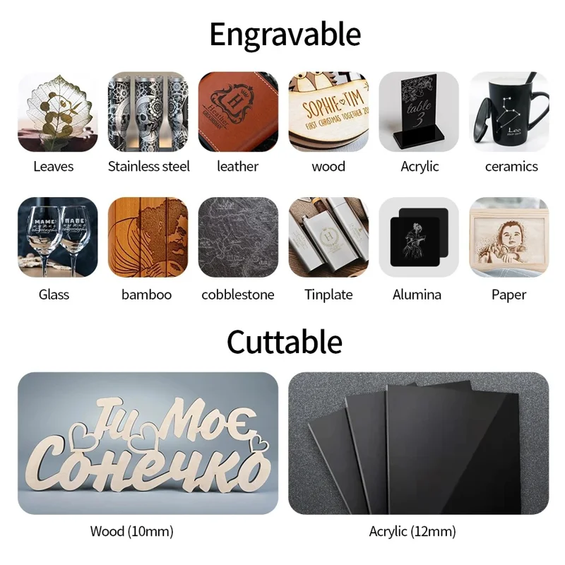 ACMER S1 6W Mini Macchina per Incisione Laser Portatile per Legno Plastica Carta Pelle - Spina USA
