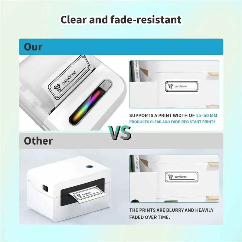 Imprimante d'étiquettes thermiques mini portable 200 DPI pour bureau et maison, impression d'autocollants sans encre - Blanc