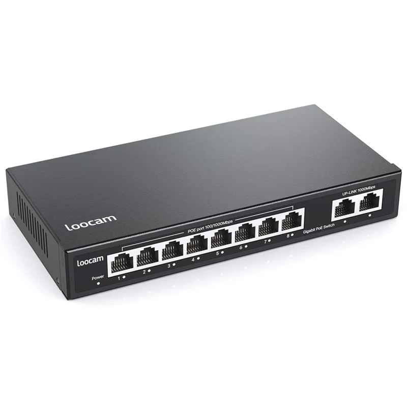 ZOSI Commutateur Poe Gigabit à 8 Ports avec 2 Ports Montants Gigabit, Budget Poe de 96W, Compatible IEEE802.3af / at - Fiche US