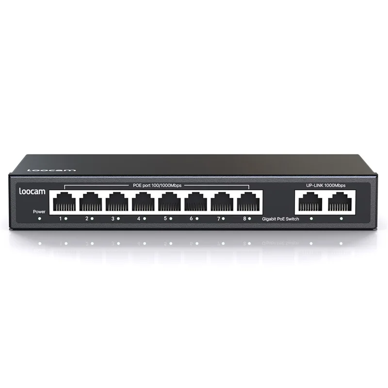 ZOSI Commutateur Poe Gigabit à 8 Ports avec 2 Ports Montants Gigabit, Budget Poe de 96W, Compatible IEEE802.3af / at - Fiche US