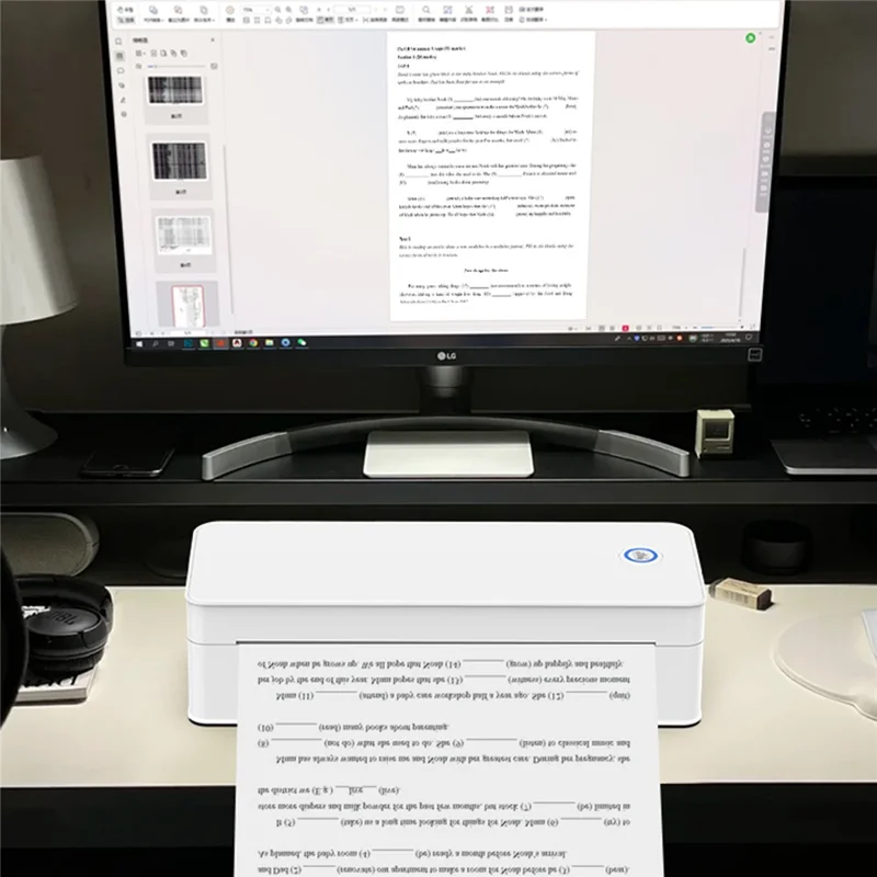 Stampante termica A4 wireless Bluetooth portatile per Windows / iOS / Android - Bianca
