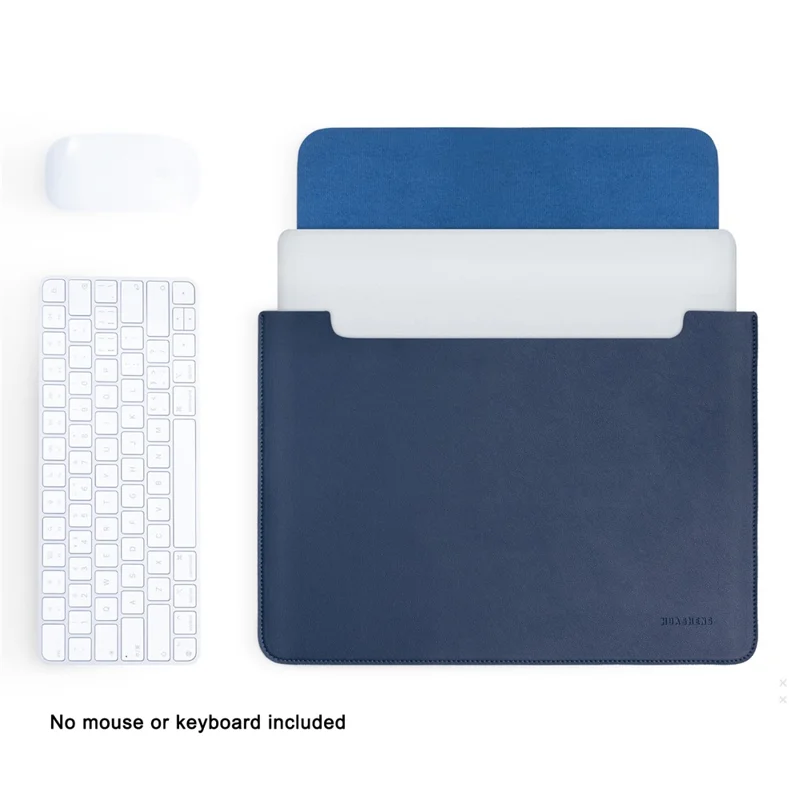 HUASHENG Para Bolsa para Notebook de 13 / 13,3 / 14 Polegadas, Capa de Laptop Ultrafina de Couro PU Não Magnética Horizontal - Azul Marinho