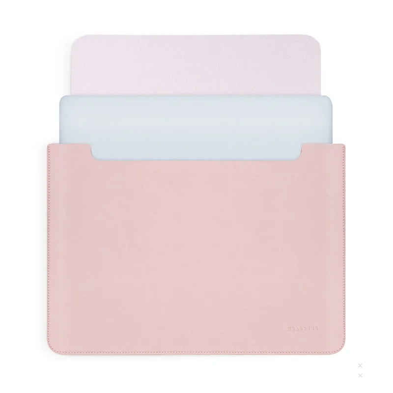 HUASHENG For 11 Inch Notebook Bag Ultra Thin Non Magnetic PU Leather Horizontal Laptop Sleeve - Pink