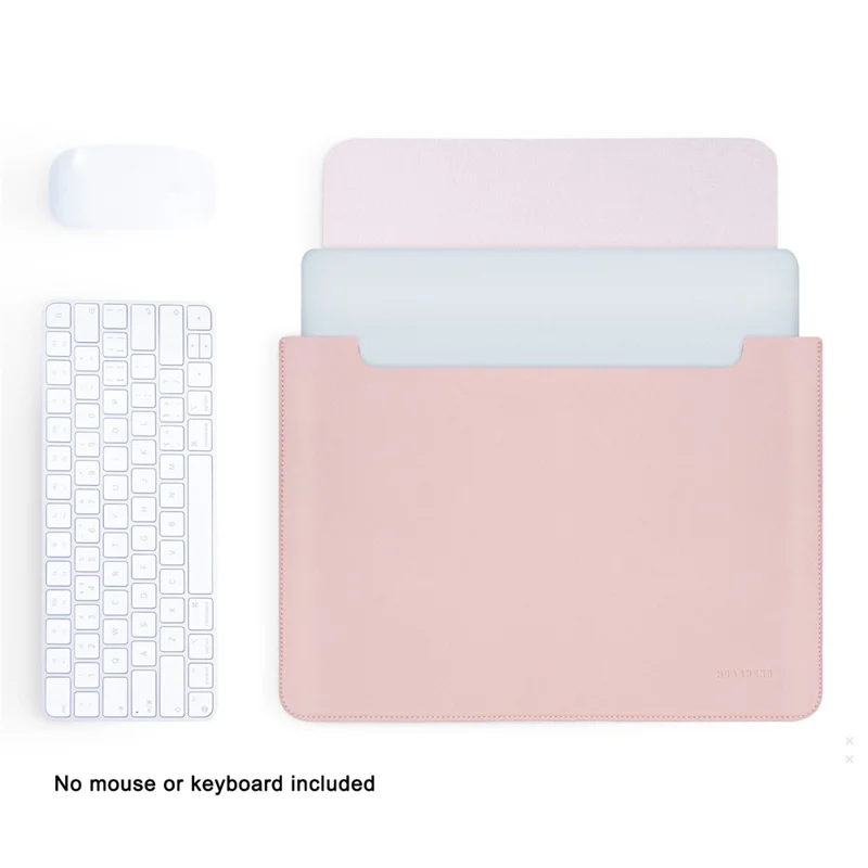 HUASHENG For 11 Inch Notebook Bag Ultra Thin Non Magnetic PU Leather Horizontal Laptop Sleeve - Pink