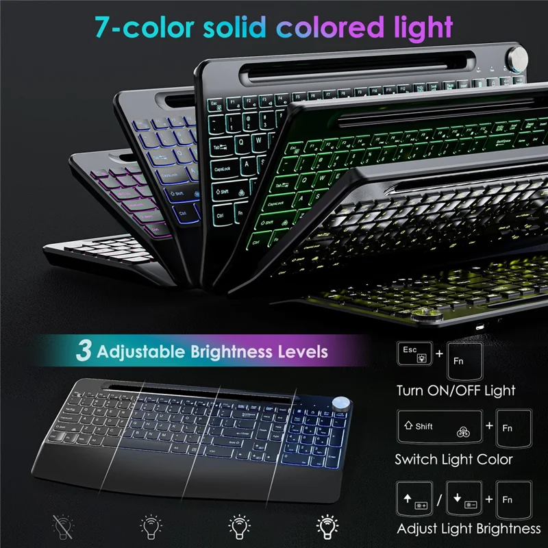 2.4G Wireless Keyboard Mouse Set Ergonomic RGB Backlit Computer Laptop Rechargeable Keyboard Mouse