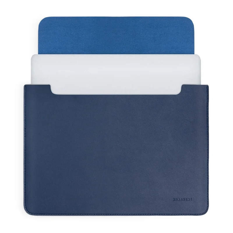 HUASHENG For 15.6 / 16 Inch Notebook Bag Ultra Thin Non Magnetic PU Leather Horizontal Laptop Sleeve - Navy Blue