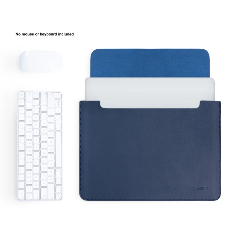 HUASHENG For 15.6 / 16 Inch Notebook Bag Ultra Thin Non Magnetic PU Leather Horizontal Laptop Sleeve - Navy Blue