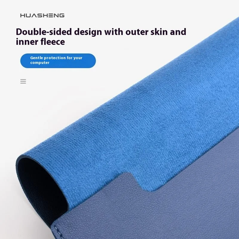 HUASHENG For 15.6 / 16 Inch Notebook Bag Ultra Thin Non Magnetic PU Leather Horizontal Laptop Sleeve - Navy Blue