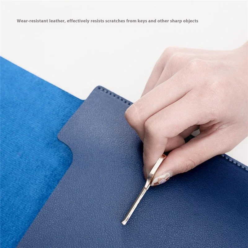 HUASHENG For 15.6 / 16 Inch Notebook Bag Ultra Thin Non Magnetic PU Leather Horizontal Laptop Sleeve - Navy Blue