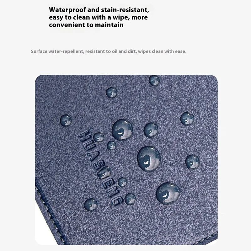 HUASHENG For 13 / 13.3 / 14 Inch Laptop Sleeve Double-Sided PU Leather Protective Case Horizontal Notebook Bag - Navy Blue