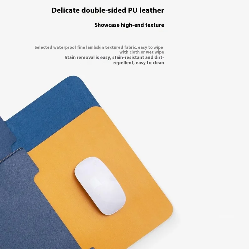 HUASHENG For 13 / 13.3 / 14 Inch Laptop Sleeve Double-Sided PU Leather Protective Case Horizontal Notebook Bag - Navy Blue