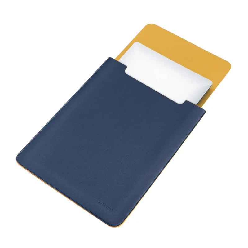 HUASHENG Vertical Protective Case for 15.6 / 16 Inch Laptop Sleeve Double-Sided PU Leather Notebook Bag - Navy Blue