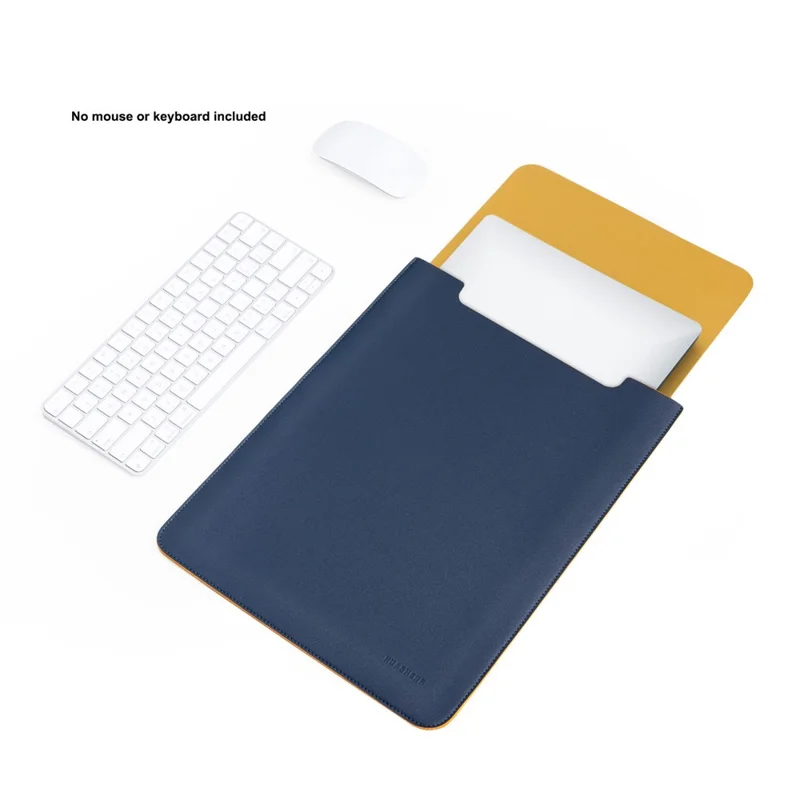 HUASHENG Vertical Protective Case for 15.6 / 16 Inch Laptop Sleeve Double-Sided PU Leather Notebook Bag - Navy Blue