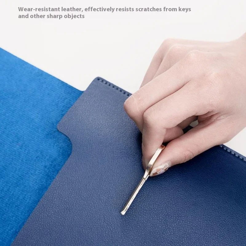HUASHENG Vertical Protective Case for 12 Inch Laptop Sleeve Double-Sided PU Leather Notebook Bag - Navy Blue