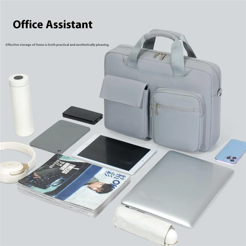 14,3 Zoll Laptoptasche Schultertasche aus Oxford-Stoff Wasserdichte Business-Aktentasche für Notebook - Hellgrau