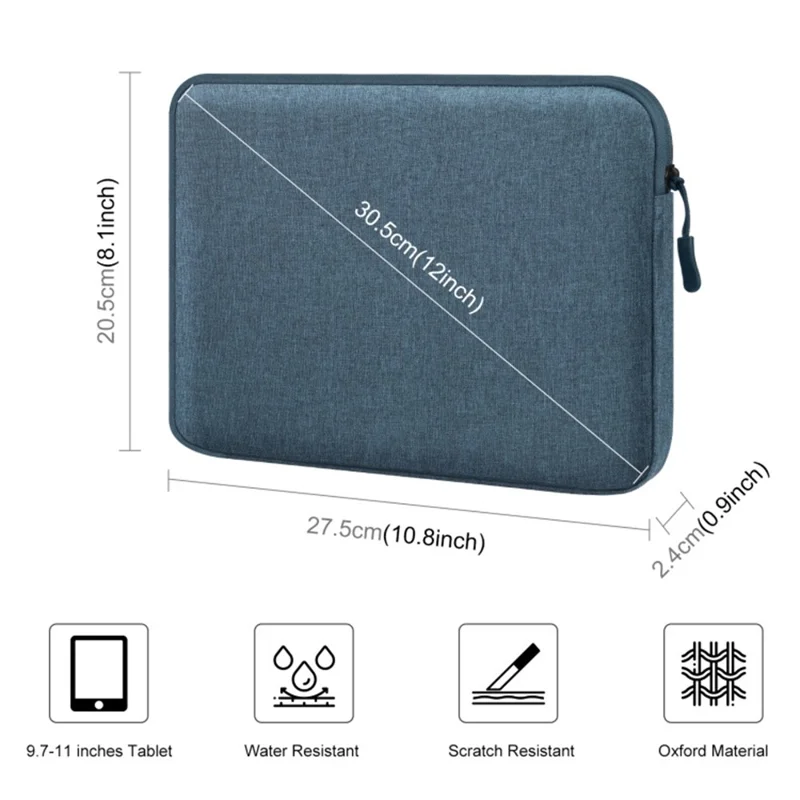 HAWEEL For 9.7-11 Inch Tablets Sleeve Bag Polyester Velvet Lining Protective Pouch, 27.5 x 20.5cm - Blue