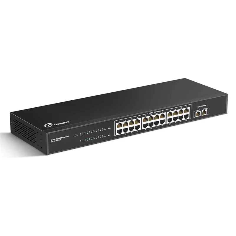 ZOSI Commutateur réseau non géré PoE Gigabit 24 ports avec 2 ports SFP 156W IEEE802.3af - Fiche US