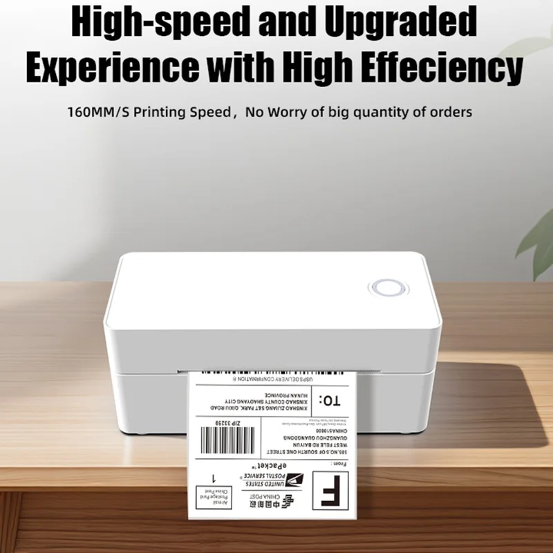 110MM Thermal Label Printer USB + Bluetooth-Compatible High Speed Portable Shipping Bill Printer - White  /  US Plug