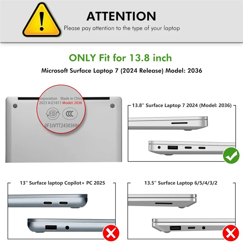 ENKAY HAT PRINCE For Microsoft Surface Laptop 7 13.8-inch (2038) Crystal Laptop Case Hard PC Anti Scratch Shockproof Cover - Black