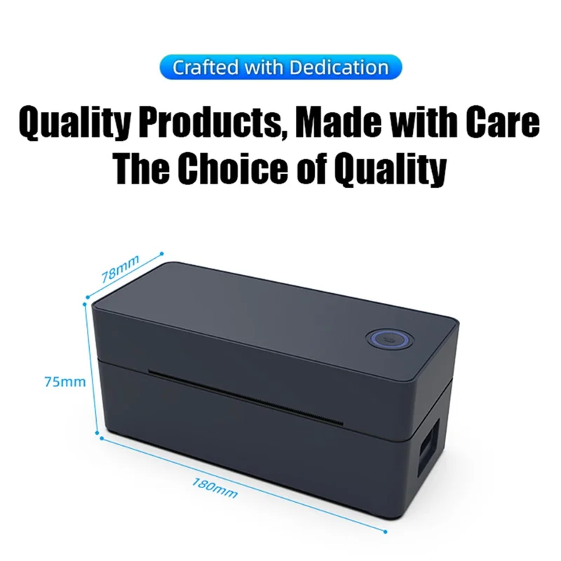 ZJ-9260 110 mm papierloser Etikettendrucker 160 mm/s 203 DPI Direkt-Thermal-Etikettendrucker mit USB-Anschluss und Standfuß – US-Stecker / Schwarz