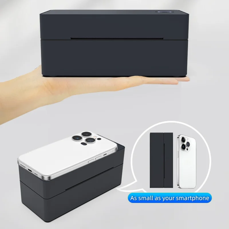 ZJ-9260 110 mm Papierloze Etiketprinter Bluetooth-compatibel 160 mm/s 203 DPI Directe Thermoprinter met USB-poort en standaard - US-stekker / Zwart