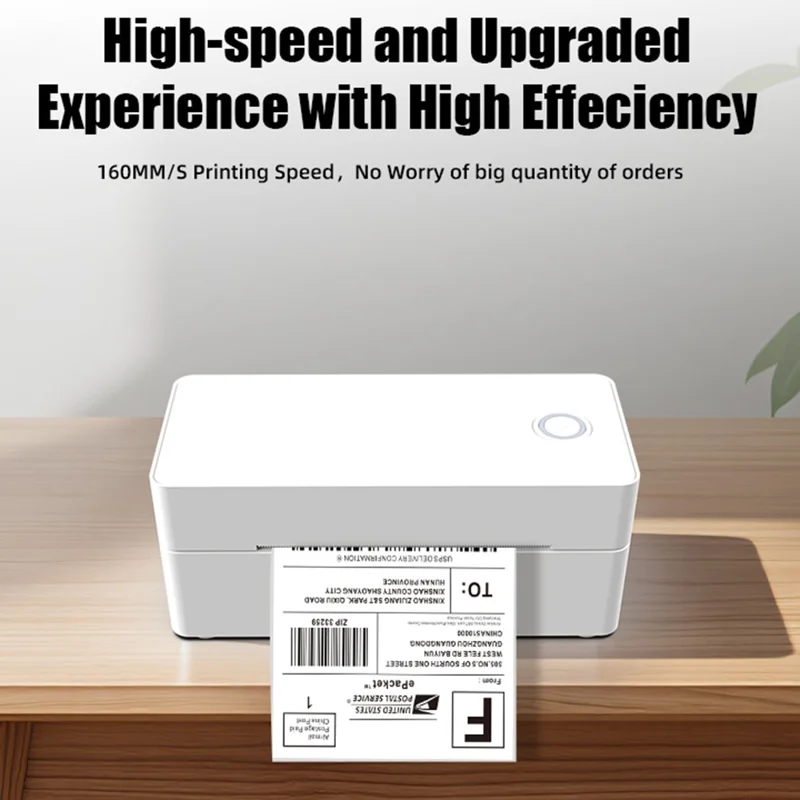 ZJ-9260 110 mm Papierloze Etiketprinter Bluetooth-compatibel 160 mm/s 203 DPI Directe Thermoprinter met USB-poort en standaard - US-stekker / Zwart