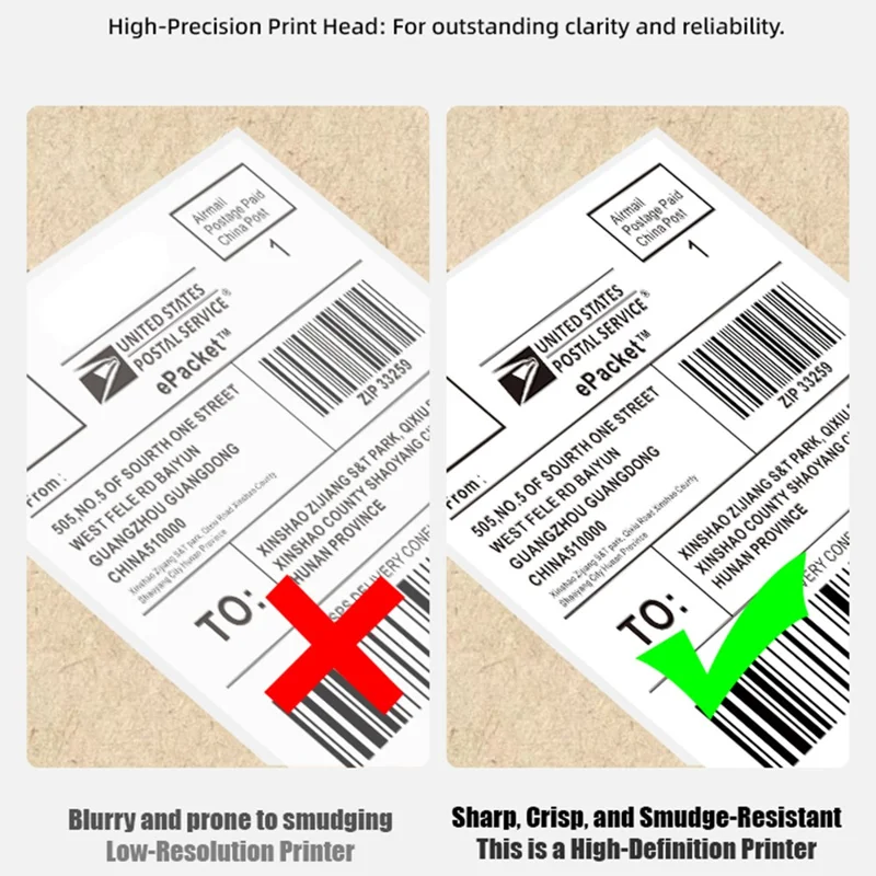 ZJ-9260 110 mm Papierloze Etiketprinter Bluetooth-compatibel 160 mm/s 203 DPI Directe Thermoprinter met USB-poort en standaard - US-stekker / Zwart