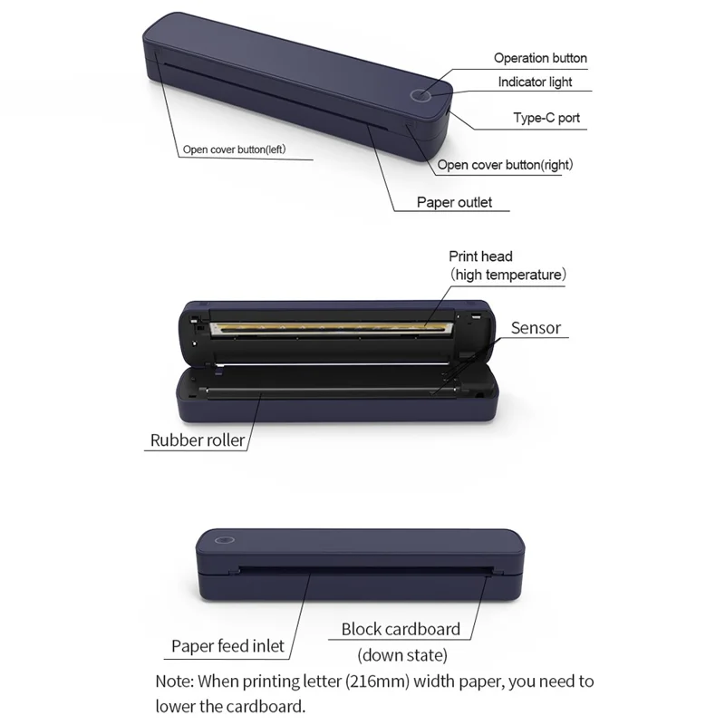 A403 A4 Bluetooth-kompatibel termisk printer USB trådløs direkteprinter til A4 / A5 termopapir