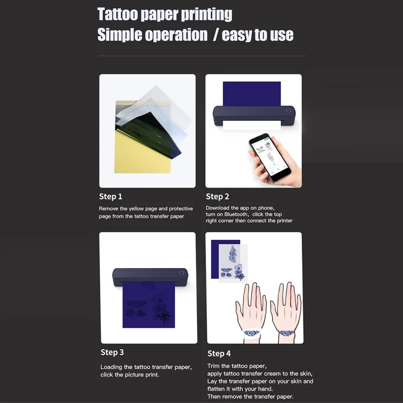 A403 A4 Bluetooth-kompatibel termisk printer USB trådløs direkteprinter til A4 / A5 termopapir