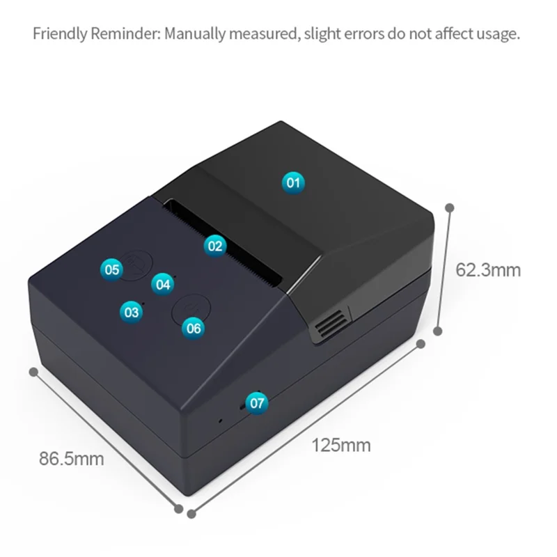 ZJ-5820 58 mm handthermische etikettenprinter USB en Bluetooth-compatibele draagbare printer, snel en helder afdrukken met indicatie bij papierstilstand