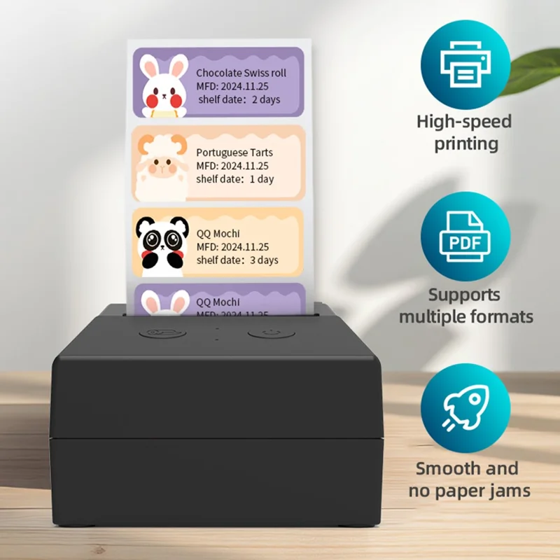 ZJ-5820 58 mm handthermische etikettenprinter USB en Bluetooth-compatibele draagbare printer, snel en helder afdrukken met indicatie bij papierstilstand