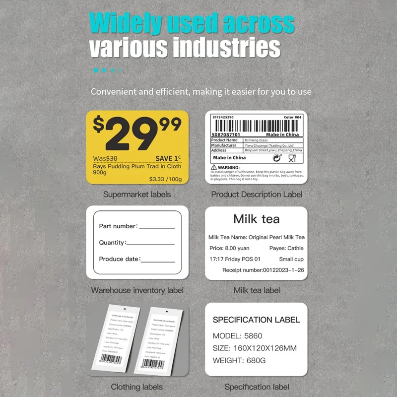 ZJ-5820 58 mm handthermische etikettenprinter USB en Bluetooth-compatibele draagbare printer, snel en helder afdrukken met indicatie bij papierstilstand