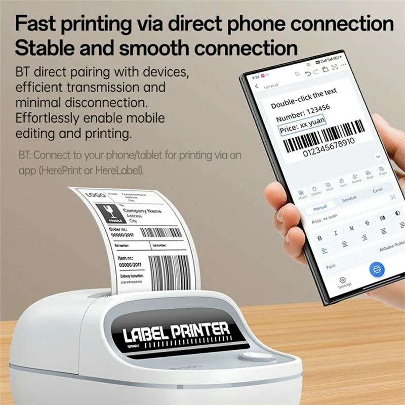YESIDO SP10 Portable Thermal Label Printer Wireless High Resolution 203 DPI Mini Printer