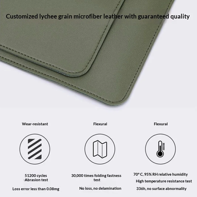 For 15 / 16 Inch Laptop Bag PU Leather Double Pocket Multi-Compartment Accordion Design Universal Notebook Tote Bag - Green