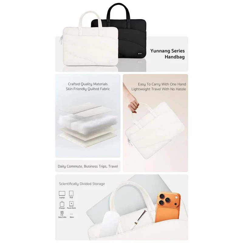 COTECI 13 - 14 Inch Laptop Sleeve Bag Shockproof Travel Bag Notebook Handbag - Beige