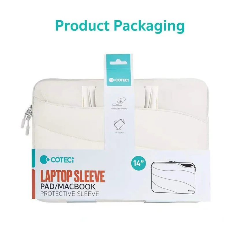 COTECI 15 - 16 Inch Laptop Sleeve Bag Shockproof Travel Bag Notebook Handbag - Beige