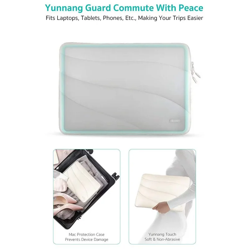 COTECI 13 - 14 Inch Laptop Sleeve Shockproof Notebook Protective Bag - Beige