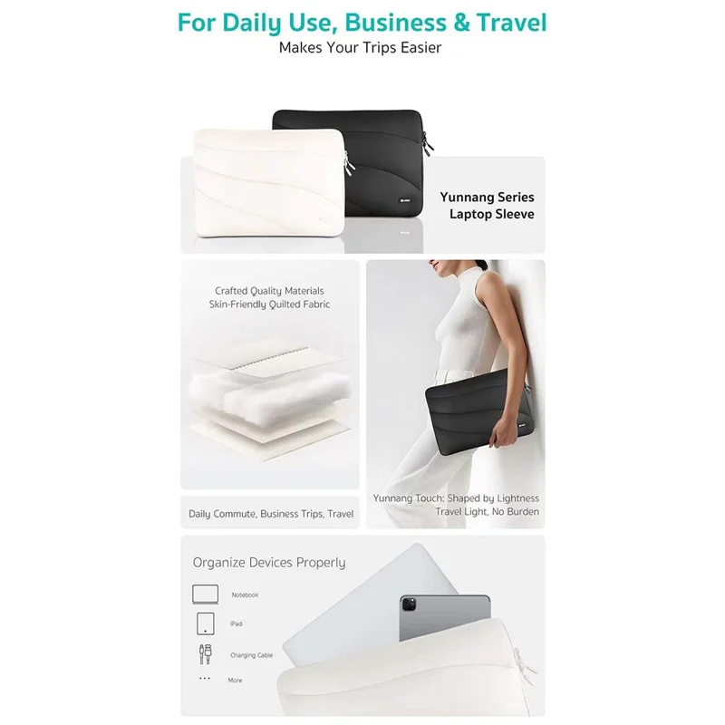 COTECI 13 - 14 Inch Laptop Sleeve Shockproof Notebook Protective Bag - Beige