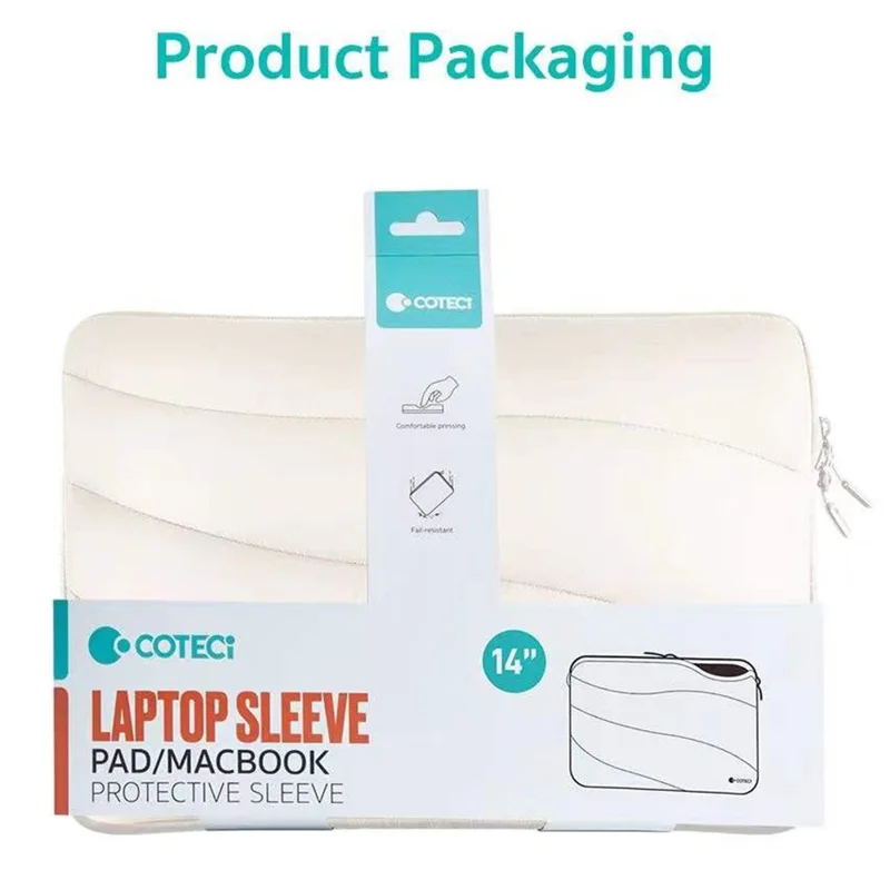 COTECI 13 - 14 Inch Laptop Sleeve Shockproof Notebook Protective Bag - Beige