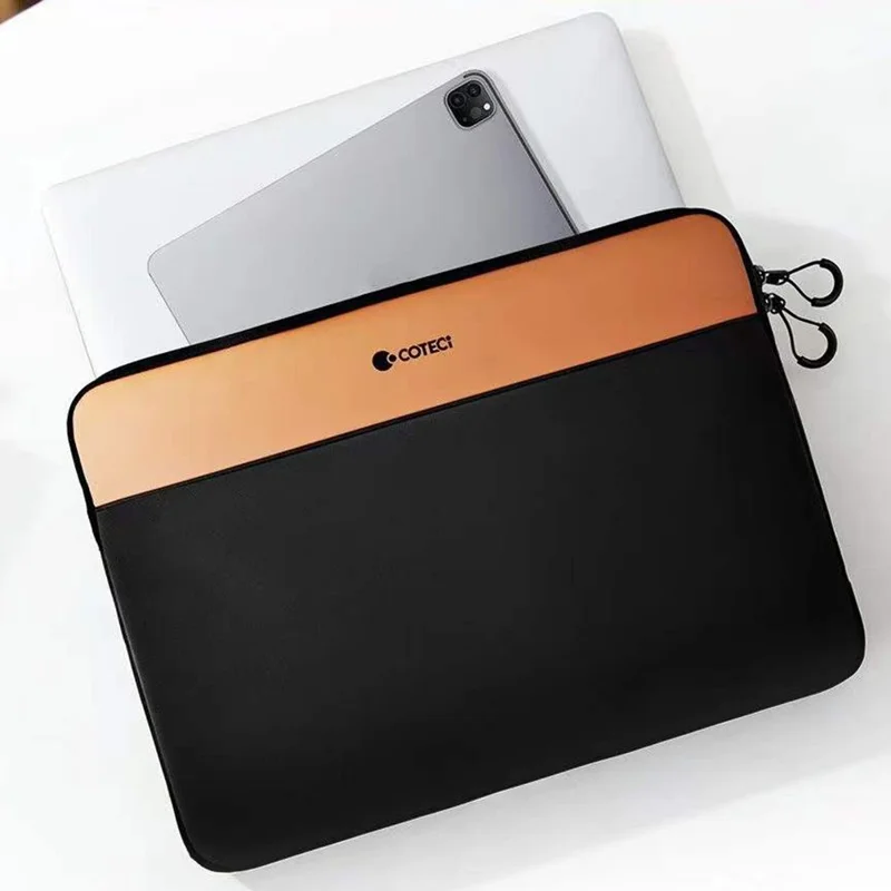 COTECI 13 - 14 Inch Laptop Sleeve Shockproof Notebook Bag for Bussiness Trip Travel - Orange / Black