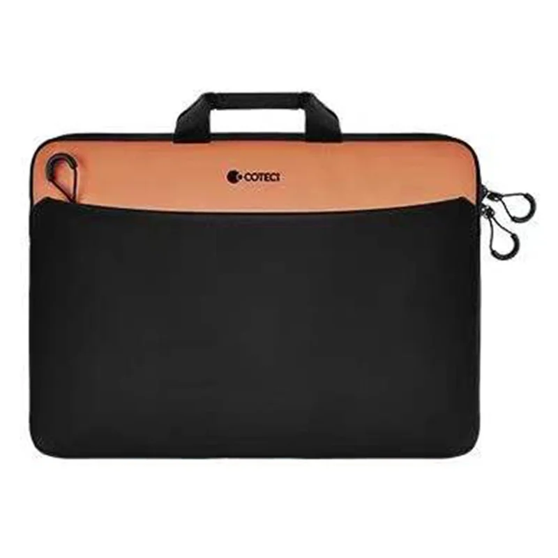 COTECI 13 - 14 Inch Laptop Bag Front Pocket Notebook Handbag Pouch for Travel School - Orange / Black