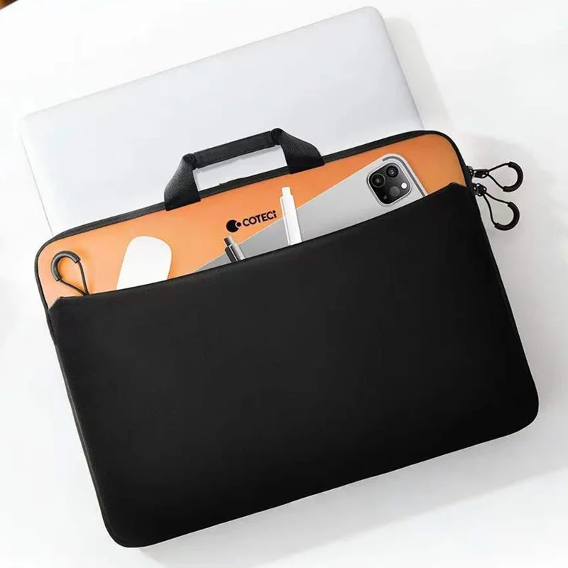 COTECI 13 - 14 Inch Laptop Bag Front Pocket Notebook Handbag Pouch for Travel School - Orange / Black