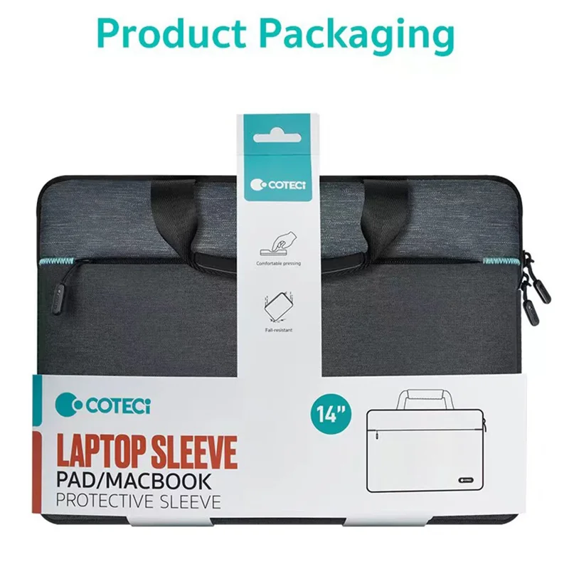 COTECI 13 - 14 Inch Laptop Bag Notebook Carrying Bag Handbag for Business Office Work - Dark Grey