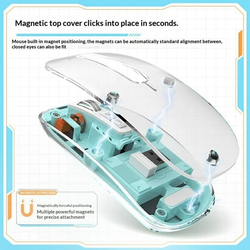 KB333 Transparent Bluetooth-compatible Keyboard Mouse Set 3-Channel Wireless Gaming RGB Backlight Keyboard + Mouse for iPad Tablet Office - Blue