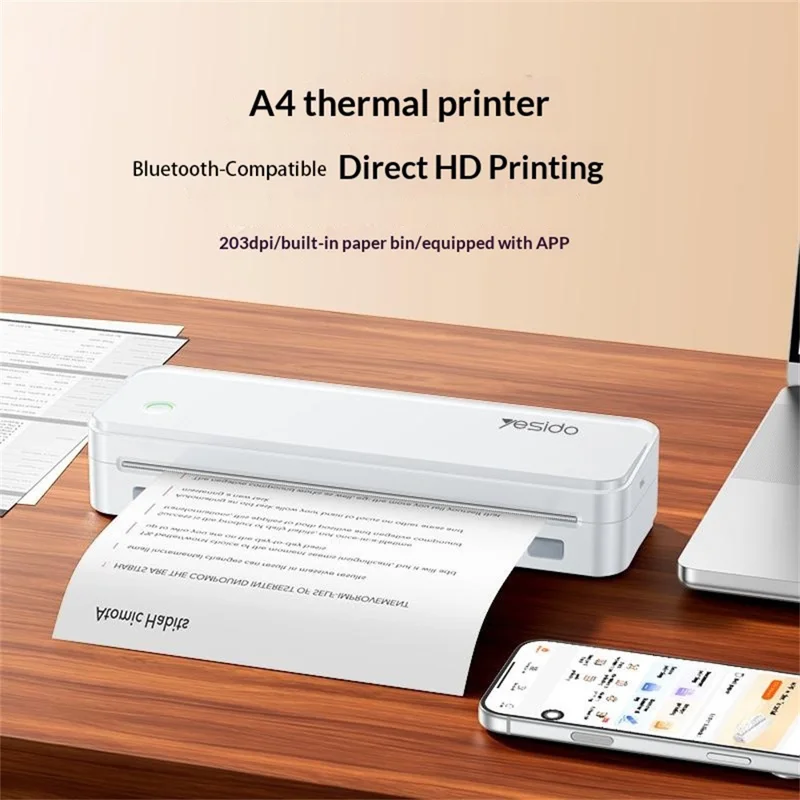YESIDO SP11 A4 Thermal Printer Portable Bluetooth-compatible Battery Powered Printing Machine for Office