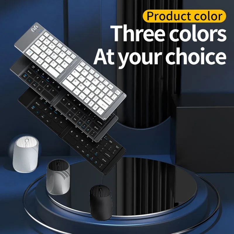 KB018 Мини Портативная Складная Беспроводная Клавиатура и Компьютерная Мышиная Система Bluetooth-совместимая 2.4G, для Дома и Офиса — Черный