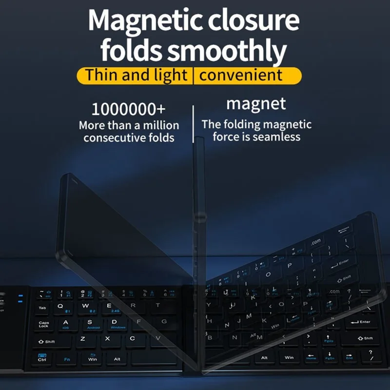 KB018 Мини Портативная Складная Беспроводная Клавиатура и Компьютерная Мышиная Система Bluetooth-совместимая 2.4G, для Дома и Офиса — Черный