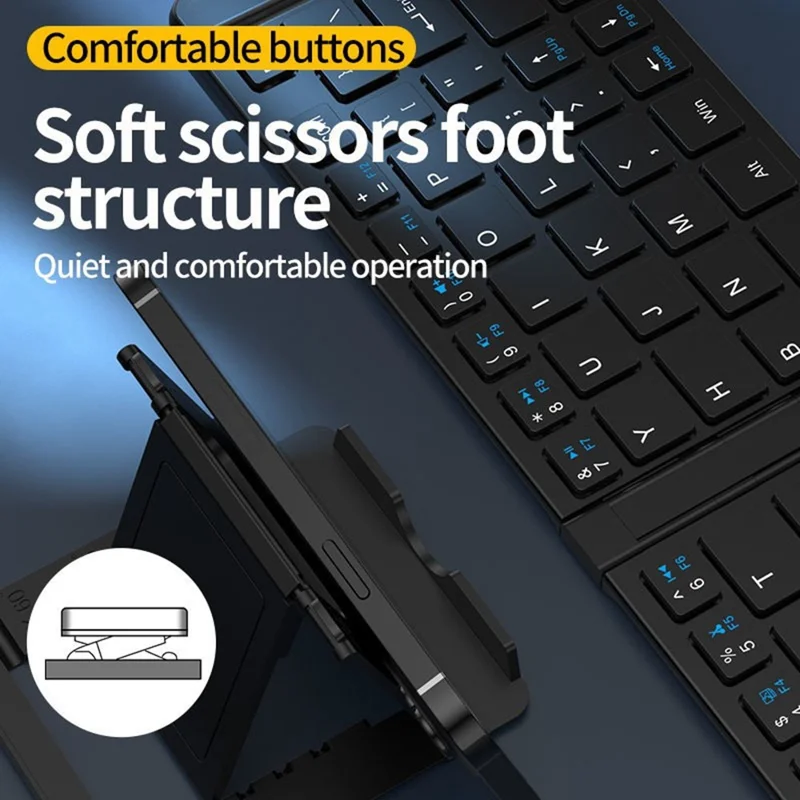 KB018 Mini przenośna składana klawiatura bezprzewodowa z obsługą Bluetooth i zgodna z 2.4G zestaw klawiatura + mysz do domu i biura - Szary