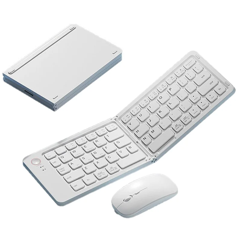 Мини-портативный беспроводной складной набор клавиатура и мышь B203B с Bluetooth, подзаряжаемая клавиатура с 67 клавишами, белая, для дома и офиса - Белый