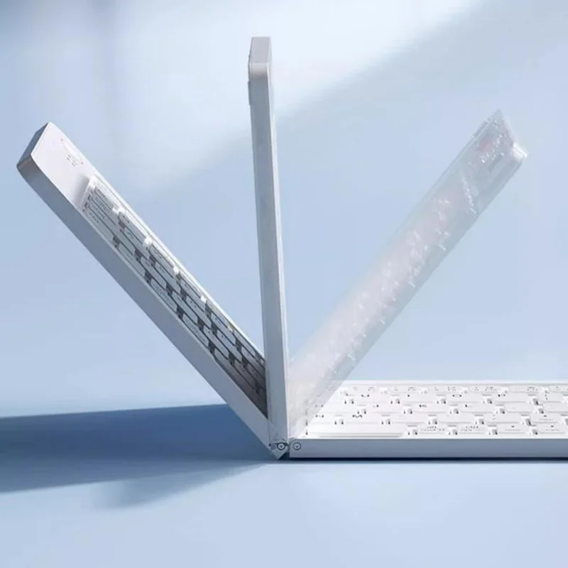 Мини-портативный беспроводной складной набор клавиатура и мышь B203B с Bluetooth, подзаряжаемая клавиатура с 67 клавишами, белая, для дома и офиса - Белый